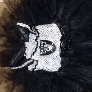 Super Cute Girls Sparkly Sequin NFL Raiders Tutu Costume.